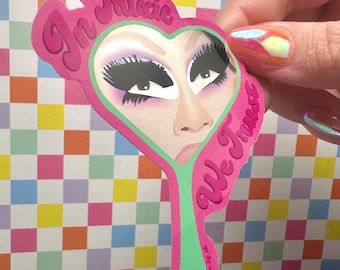 In Trixie We Trust, Trixie Drag Inspired Reflective Heart Mirror Sticker