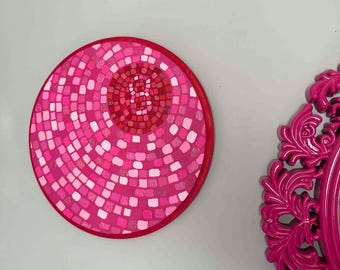 Holographic Sparkly Retro Pink 8 Ball Disco Ball Unique Wood Art