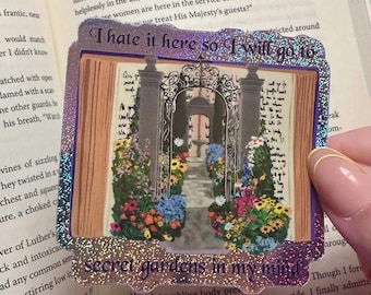I Hate It Here Bookish Holographic Sparkly Sticker