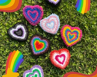 LGBTQIA+ Pride Punch Needle Heart Mug Rug