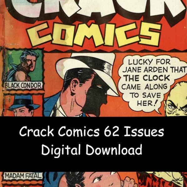 Crack Comics Golden Age Comics By Quality Comics 62 Vintage Issues Digital Download - Explore the Thrilling World of Classic Comics!