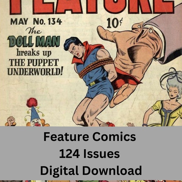 Feature Comics 124 Issues Golden Age Comics in CBR Format Digital Download - Step into a World of Classic Comic Adventure!