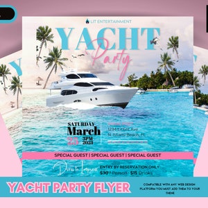 Yacht Party Flyer, Boat Party Invitation, Editable Template, Birthday party, Party Invitation, Social media flyer, Yacht Party Invitation