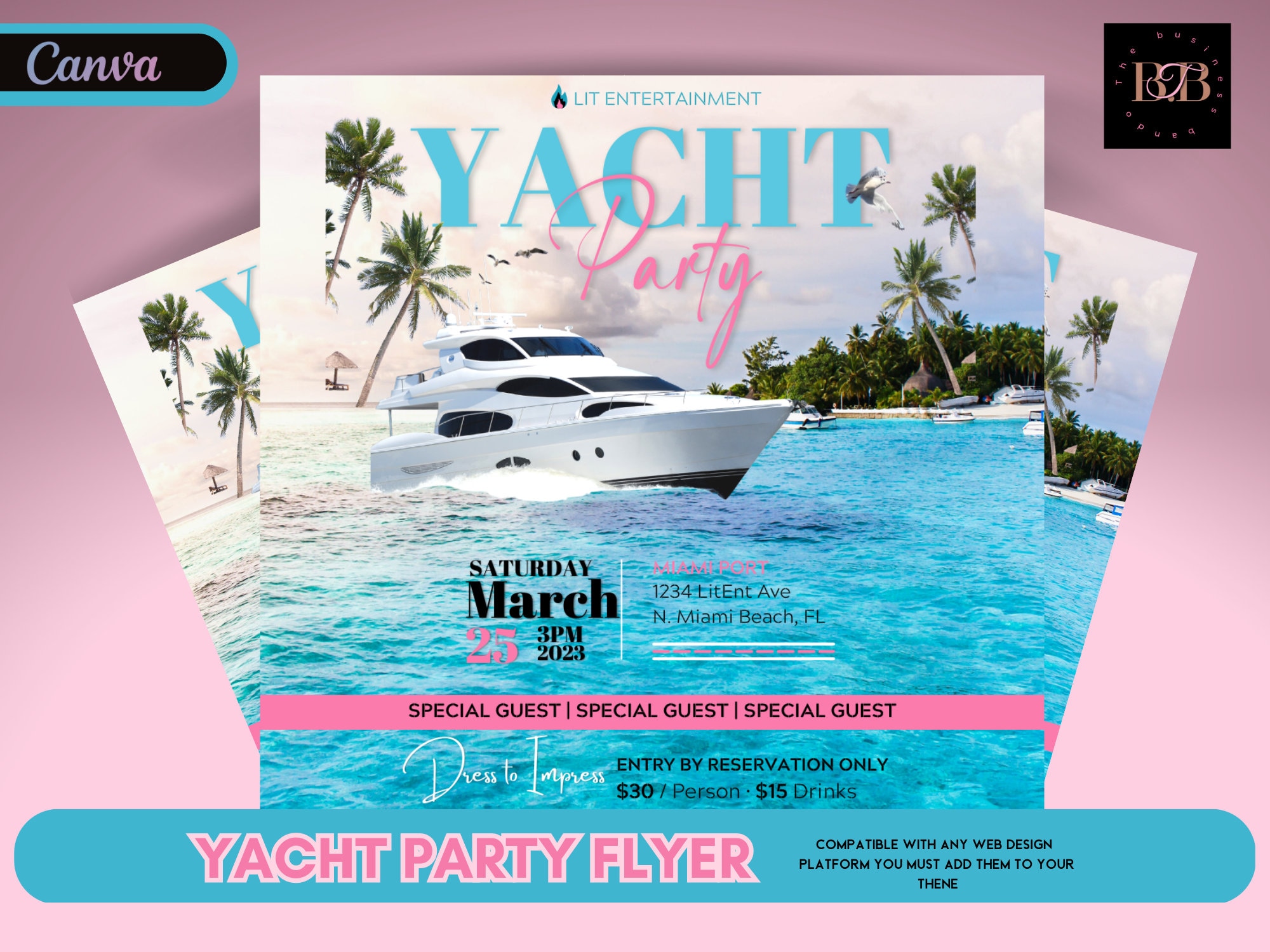 yacht party flyer template