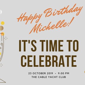 Canva Invitation Template  5 x 7 Horizontal: Champagne Glass