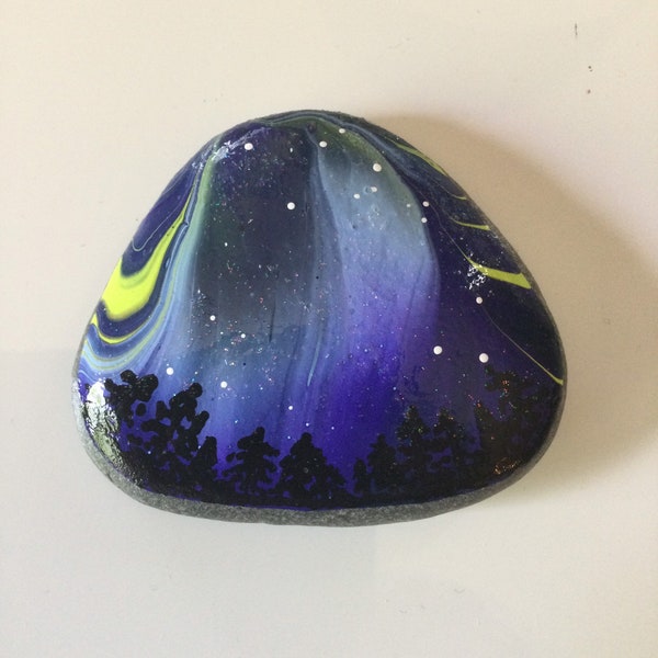 Painted Rock Art Northern Lights Etsy