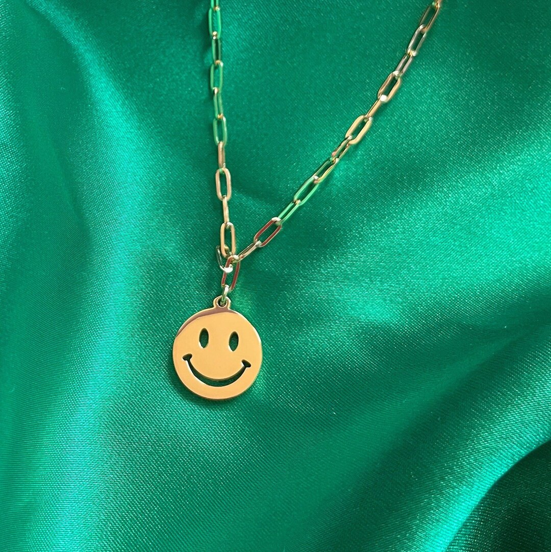 Hollow Smiley Face Pendant Necklace Etsy