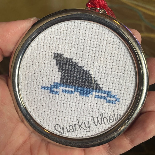 Mini Shark Fin Cross Stitch PATTERN - shark, ocean, miniature