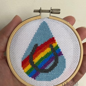 Herradura con arco de arco iris, patrón de punto de cruz en forma de lágrima - recuerdo, puente de arco iris, lágrima, pérdida