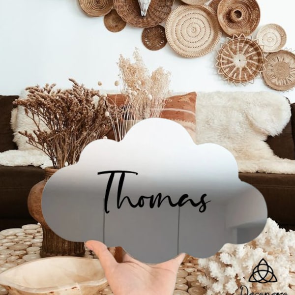 Miroir en forme de nuage Personnalisable durable Miroir Sticker mural pour Décoration 1 pièce auto-adhésif en plastique