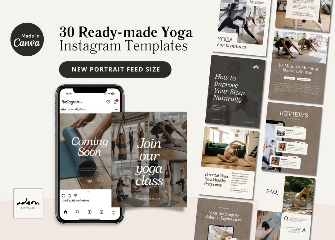Yoga Instagram Template | 4:5 Portrait Canva Templates for Instagram ...