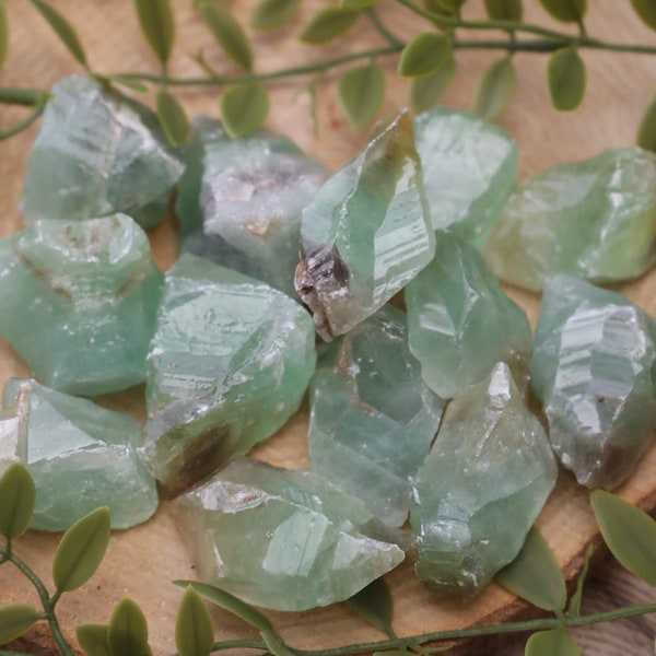 Emerald green calcite raw - more sizes