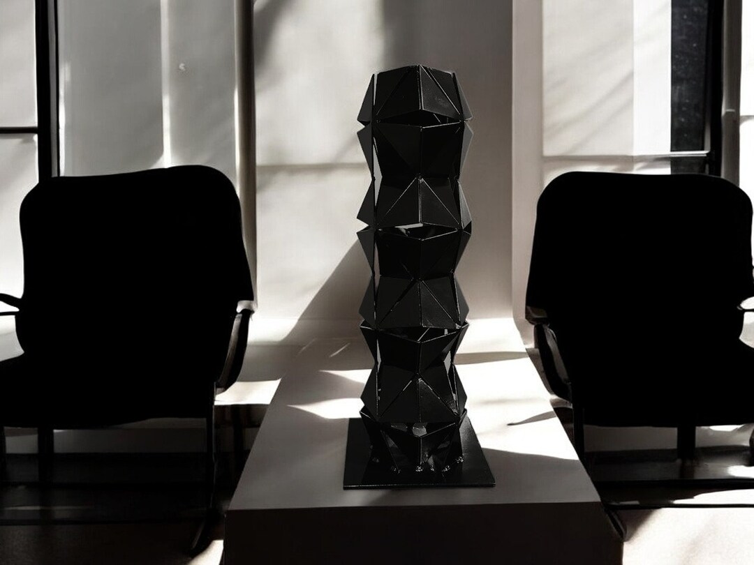 Modern Black Metal Sculpture Geometric Decor, Abstract Art for Home ...