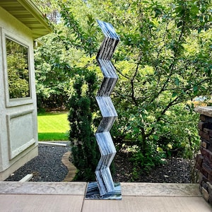 Large Abstract Steel Sculpture: Black and White Modern Art (70 in)