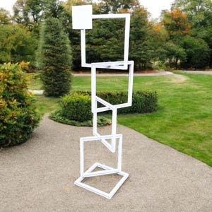 Large Modern Metal Sculpture: Abstract Geometric Garden Art