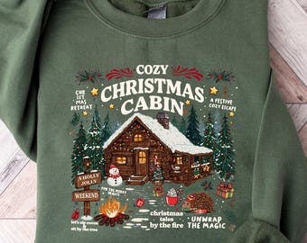 Cozy Christmas Cabin Sweatshirt, Vintage Holiday Pullover Women, Rustic Christmas Cabin Shirt, Cottagecore Xmas Gift