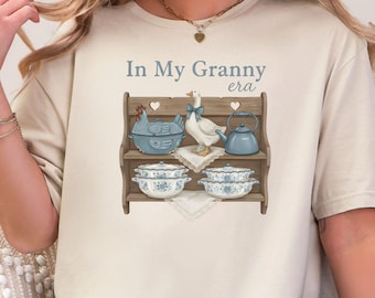 In My Granny Era Shirt, Vintage Shelf Aesthetic Tee, Cottagecore Goose And Hen Sweatshirt, Funny Homemaker Gift, Grandma Core Shirt