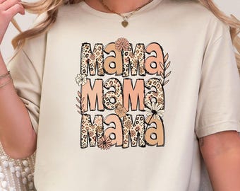 Mama Shirt, Leopard Mama Sweatshirt, , Mothers Day Gift, Boho Floral Mama T-shirt, Gift for Mom, Western Mom Shirt
