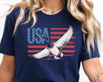 Camiseta patriótica de pato ánade real, camiseta del 250 aniversario de EE. UU., camiseta del 4 de julio, sudadera con bandera estadounidense y pato volando, regalo del Día de la Independencia