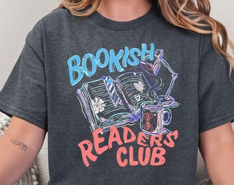 Camiseta del Club de Lectores Bookish, Camiseta Retro de Lectura, Regalos para Amantes de los Libros, Sudadera del Club de Lectura, Regalo Vintage para Ratones de Biblioteca, Camiseta de Café y Libros