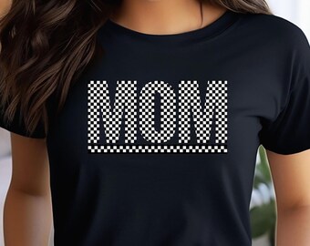 Checkered Mom Shirt, Mom T-Shirt, Gift for Mom, Mothers Day Shirt, Mom Life T-shirt, Retro Mom Sweatshirt, New Mom Shirt, Racing Mama Shirt
