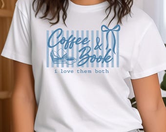 Camiseta de café y libros, regalo para amantes de los libros, sudadera de libros y café, camiseta para lectores, camiseta femenina de lectura, regalo para ratones de biblioteca, camisetas para clubes de lectura