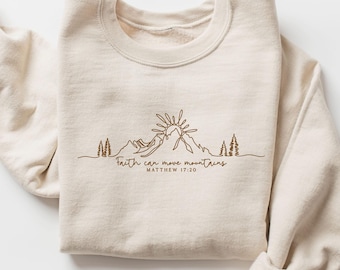 Faith Can Move Mountains Sweatshirt, Minimal Christian Shirt, Faith Hoodie, Jesus Tshirt, Matthew Bible Verse Tee, Christian Gift