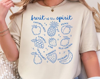Camiseta cristiana con el Fruto del Espíritu, camiseta vintage con versículo bíblico, sudadera cristiana para mujer, ropa estética basada en la fe, regalo religioso