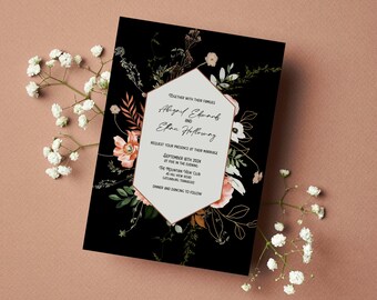 Moody Floral Wedding Suite Template - INSTANT DOWNLOAD - Editable, Printable Templates