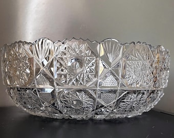Vintage kristallfruktskål | Böhmisk blykristall mittpunktsdekoration