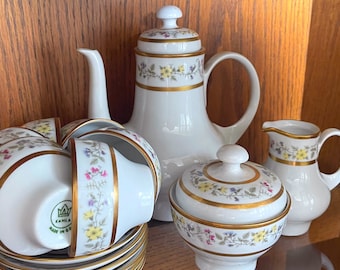 Vintage Kahla Porcelain coffee set for 6, GDR, 70s
