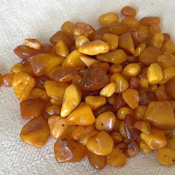 Vintage Amber Beads 100pcs Raw Baltic Amber Beads Natural Amber Beads Drilled Amber Beads  Unpolished Amber Beads Drilled Amber