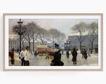 Vintage Winter City Scene, Samsung Frame TV Art (Digital Download)