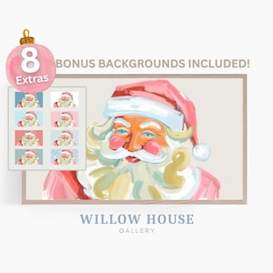 Classic Winter Watercolor Santa Frame TV Art, Christmas Samsung Frame TV Art, Frame TV Art, Samsung Frame Art, Digital Download Christmas