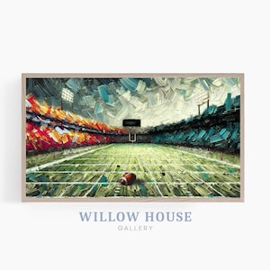 Pintura de estadio de fútbol con empasto, diseño para TV Samsung Frame (descarga digital)