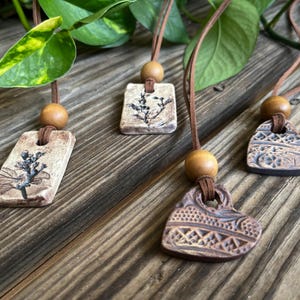 Rustic Heart or Lavender Stoneware Pendant Necklace and Essential Oil Diffuser