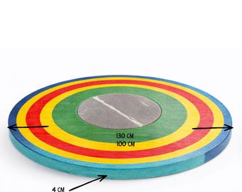 Round Oak Tabletop with Stone Center 100cm / 130cm – Solid Wood Dining Table Top – Marble Inlay – Custom Edge & Color – Luxury Furniture