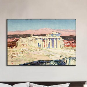 Europe Series Acropolis Day-Hiroshi Yoshida,Vintage Japan Poster,Japanese fine art print,Ukiyoe Art,Woodblock prints,Custom size available