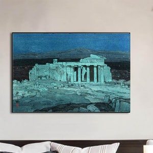 Europe Serie Acropolis Night-Hiroshi Yoshida,Vintage Japan Poster,Japanische Kunst,Ukiyoe Art,Holzschnitt,Sondergrößen möglich