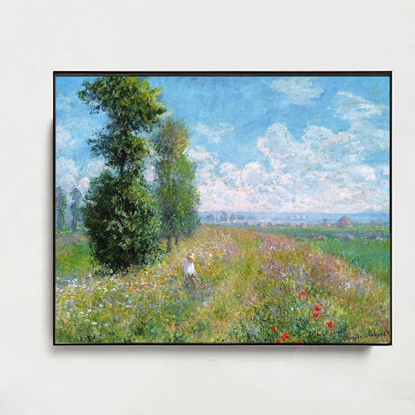 Meadow-with-Poplars-Homepage-Claude Monet,Home office decor,Realism,Impressionism,canvas Wall Art poster Gift Ideas,Custom sizes available