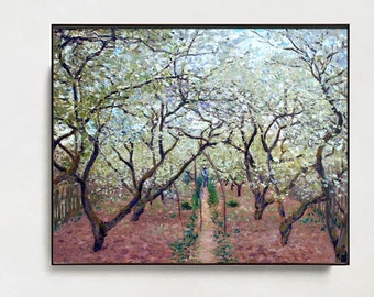 クロード・モネ、春、果樹園に咲くリンゴの木、アートプリント
