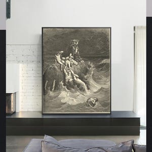 THE DELUGE-Gustave Doré,Antique Wall Art,Vintage Religious Giclee Art Print,Bible Verse Art,Custom sizes available