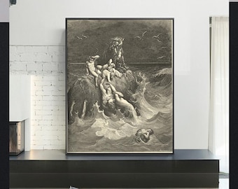 THE DELUGE-Gustave Doré,Antique Wall Art,Vintage Religious Giclee Art Print,Bible Verse Art,Custom sizes available