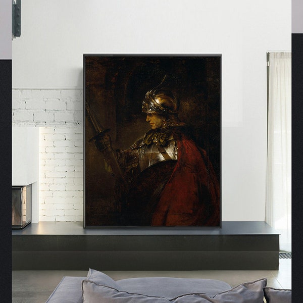 Man in Armour, 1655-Rembrandt,Home office decor,Reproduction of a Classic Painting,canvas Wall Art poster print,Custom sizes available