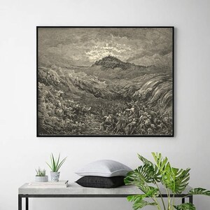 THE EGYPTIANS VERDRONKEN in de Rode Zee-Gustave Doré, antieke muurkunst, vintage religieuze giclee-kunstdruk, bijbelverskunst, aangepaste formaten beschikbaar