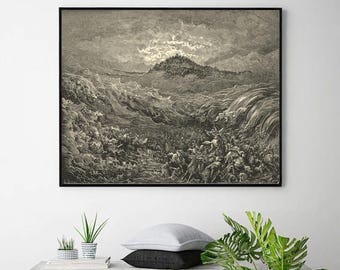 THE EGYPTIANS DROWNED in the red sea-Gustave Doré,Antique Wall Art,Vintage Religious Giclee Art Print,Bible Verse Art,Custom sizes available