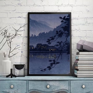 川瀬巴水作「浅尾の夕暮れ」、木版画、ジクレー、版画、アジア 川瀬巴水作「浅尾の夕暮れ」、木版画、ジクレー、版画、アジア