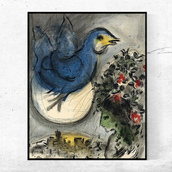 Der blaue Vogel-Marc Chagall,Home Office Dekor,NY Ausstellung Print,Canvas Wall Art Poster,Individuelle Größen erhältlich