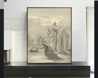 THE FINDING Of MOSES-Gustave Doré,Antique Wall Art,Vintage Religious Giclee Art Print,Bible Verse Art,Custom sizes available