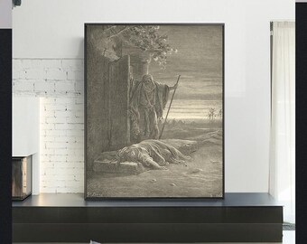THE LEVITE FINDING the corose of the woman-Gustave Doré,Wall Art,Vintage Religious Giclee Art Print,Bible Verse Art,Custom sizes available